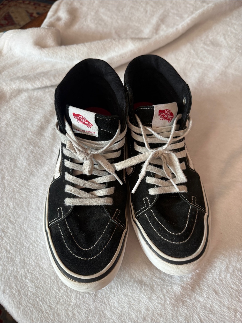 Vans Pro Classics Sk8-Hi Black White Suede High Top Skateboarding Shoes 8.5